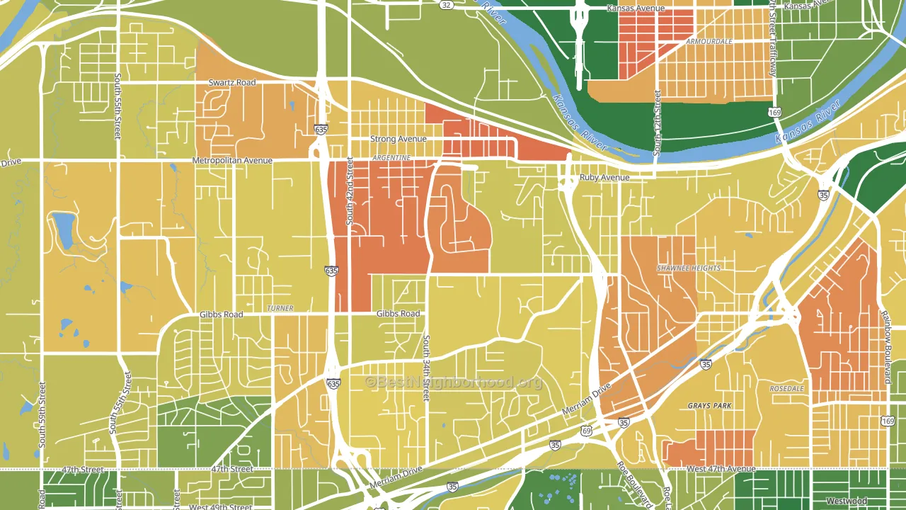 Argentine, Kansas City, KS block-group voter-turnout map