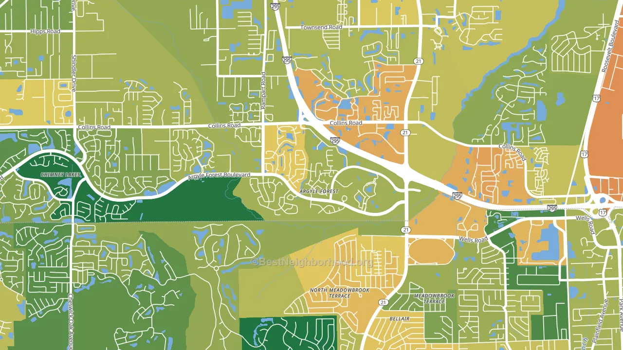 Argyle Forest, Jacksonville, FL block-group voter-turnout map