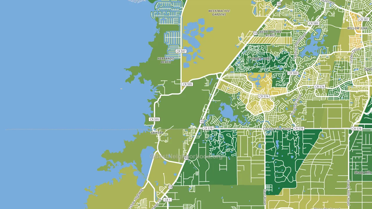 Aripeka, FL block-group voter-turnout map