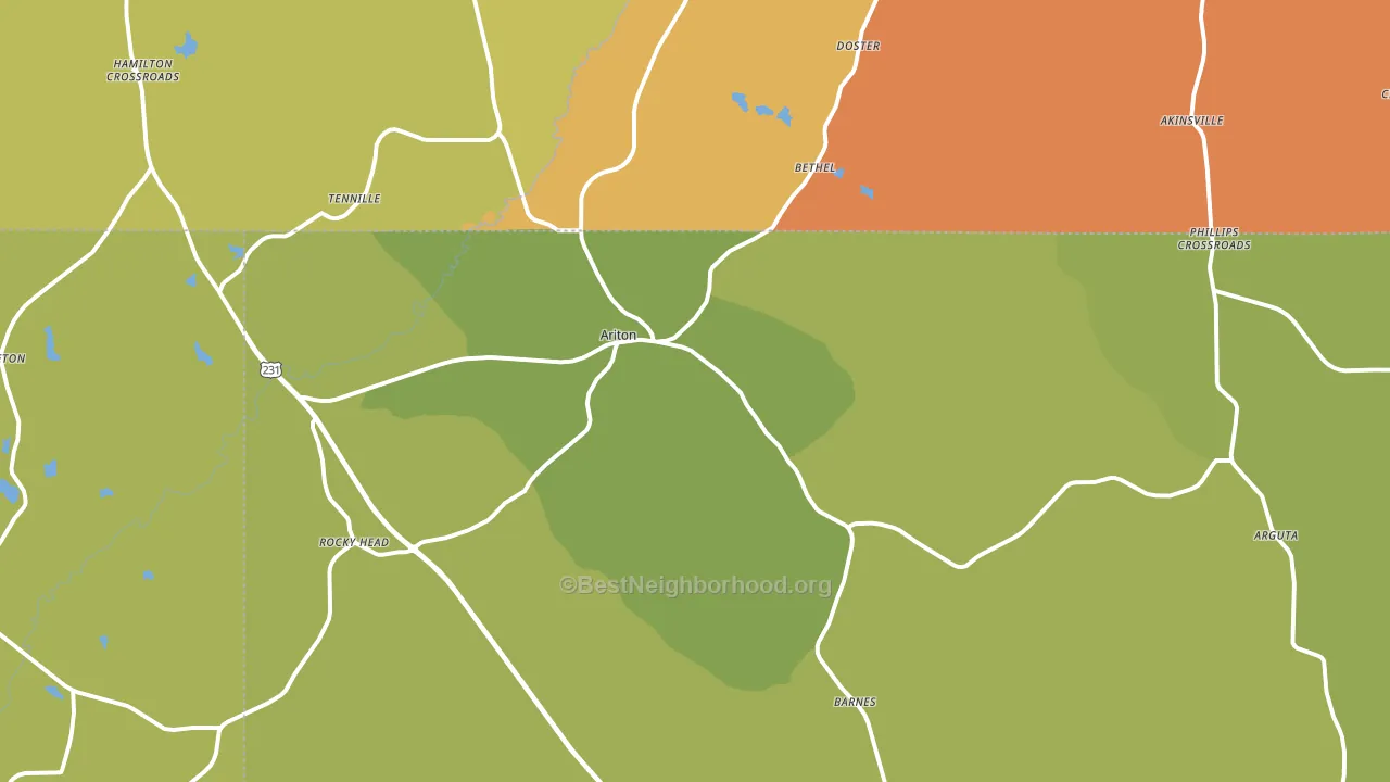 Ariton, AL block-group voter-turnout map