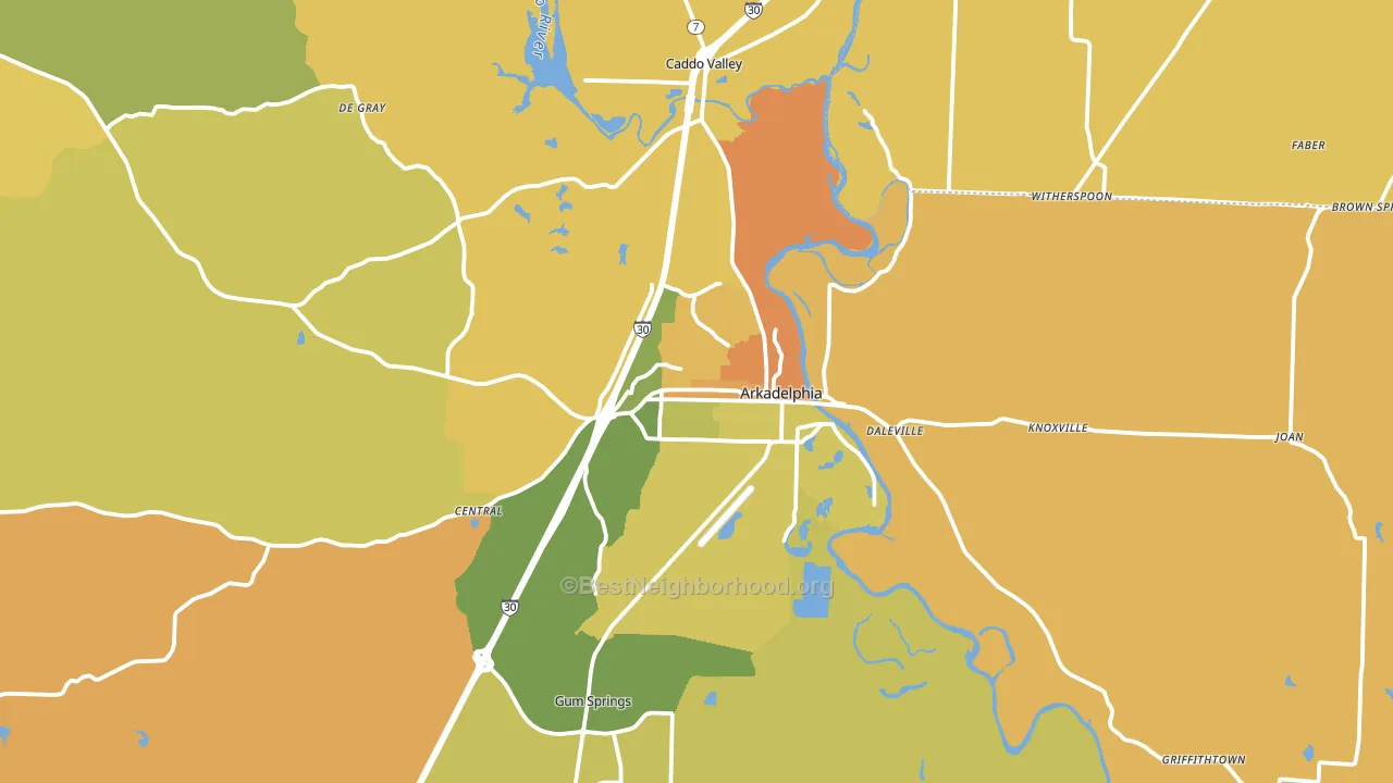 Arkadelphia, AR block-group voter-turnout map