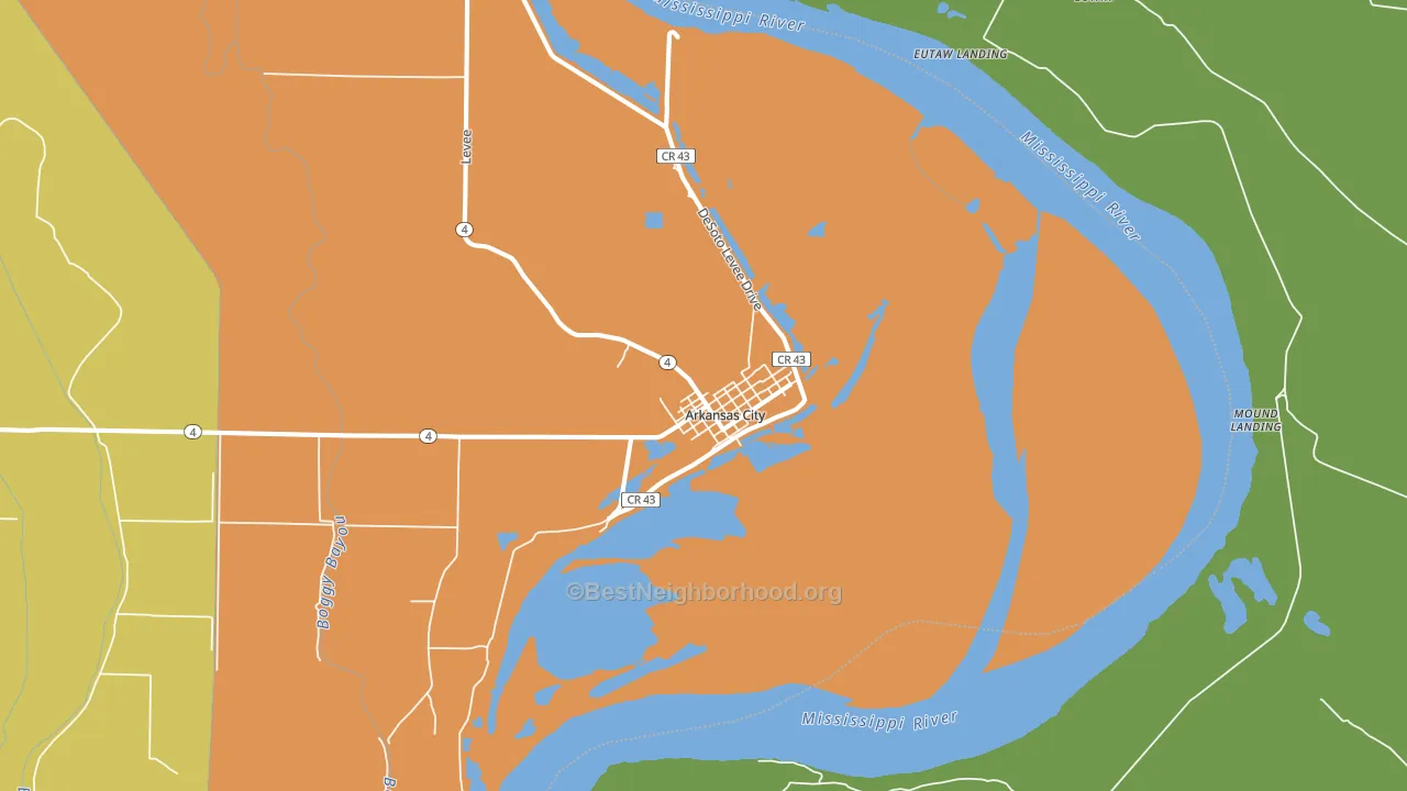 Arkansas City, AR block-group voter-turnout map