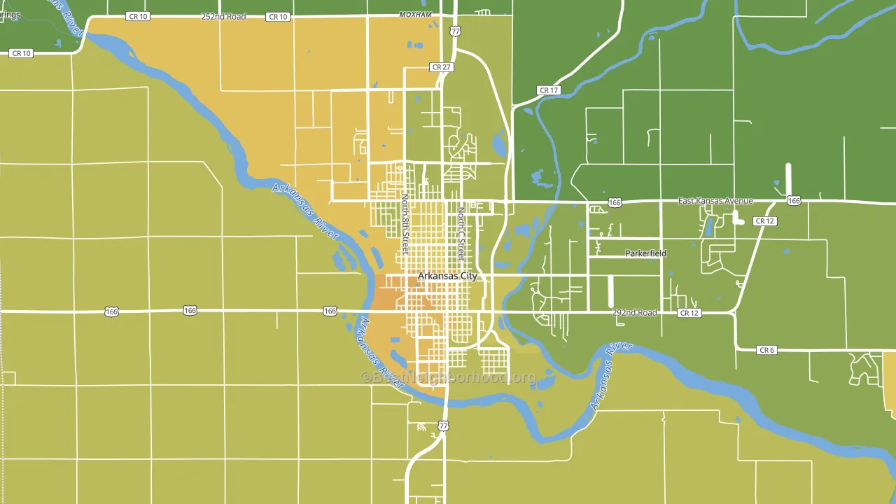Arkansas City, KS block-group voter-turnout map