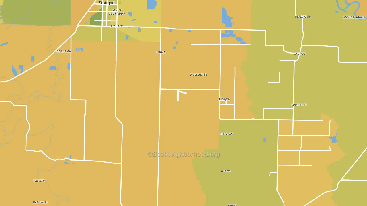 Arkansas County, AR block-group voter-turnout map