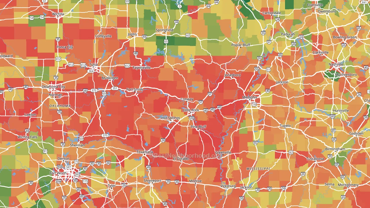 Arkansas block-group voter-turnout map