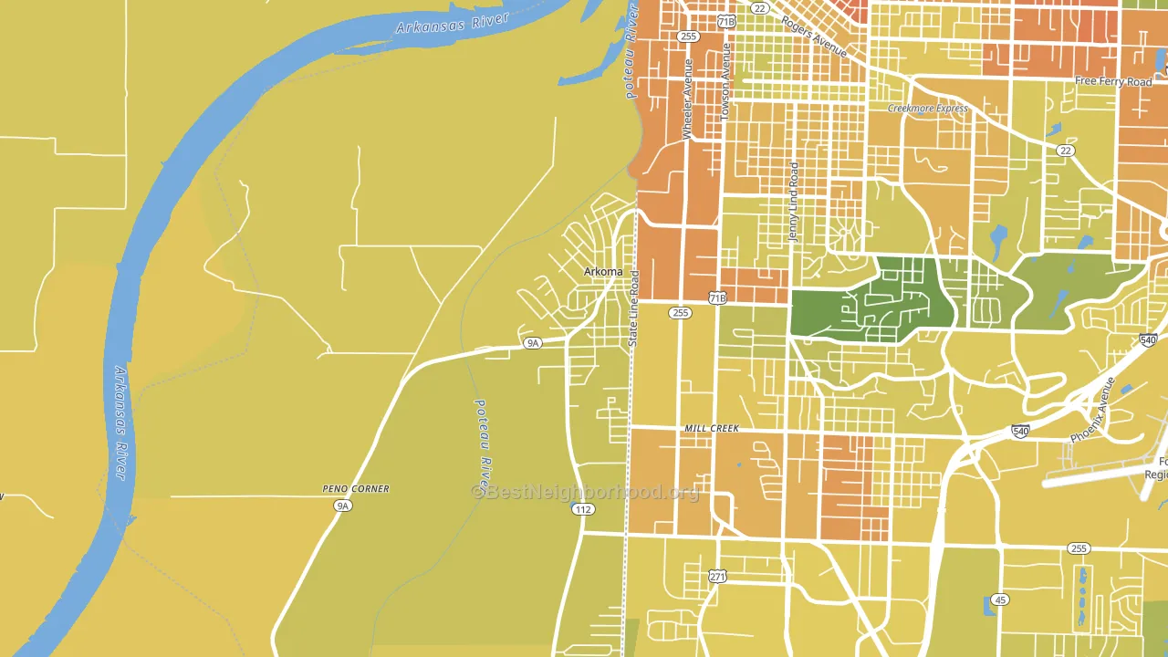 Arkoma, OK block-group voter-turnout map