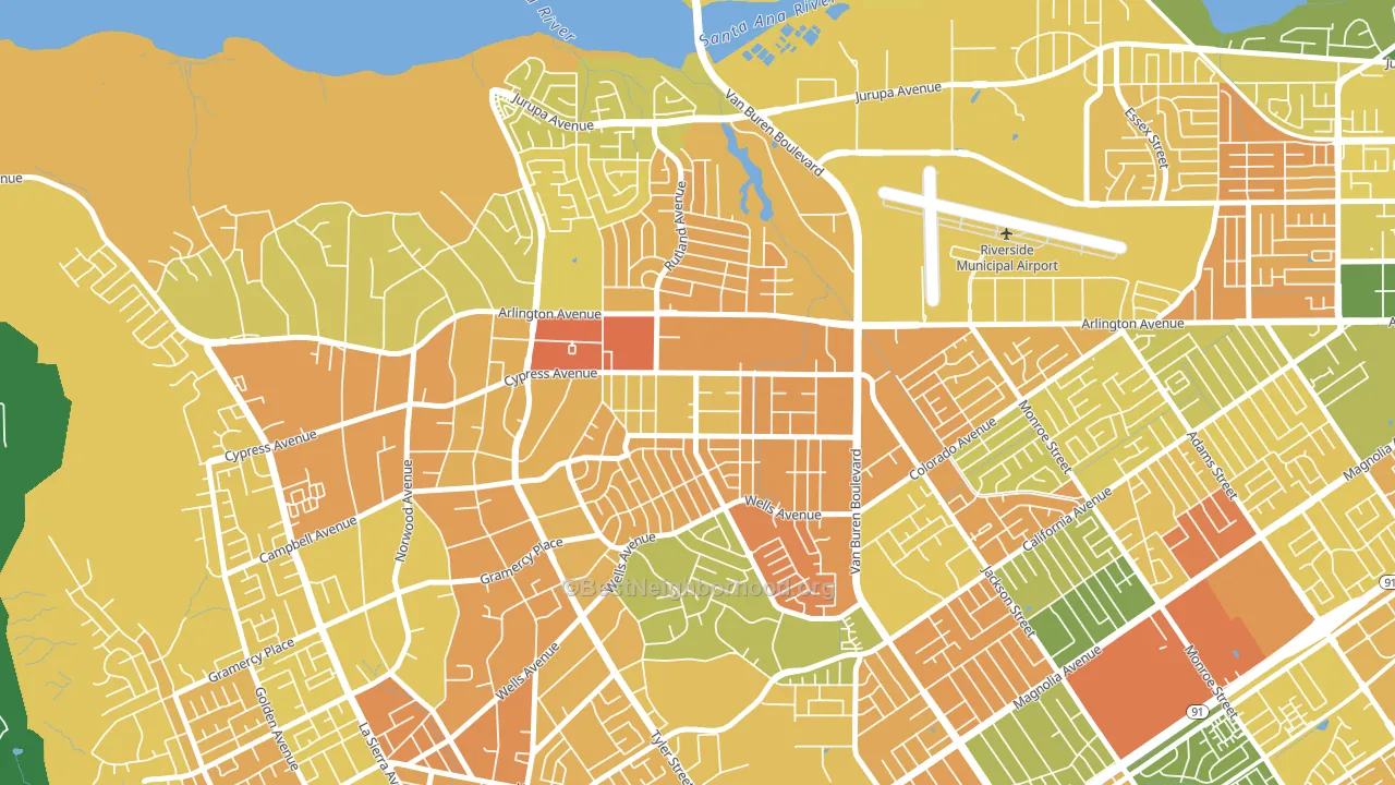Arlanza, Riverside, CA block-group voter-turnout map