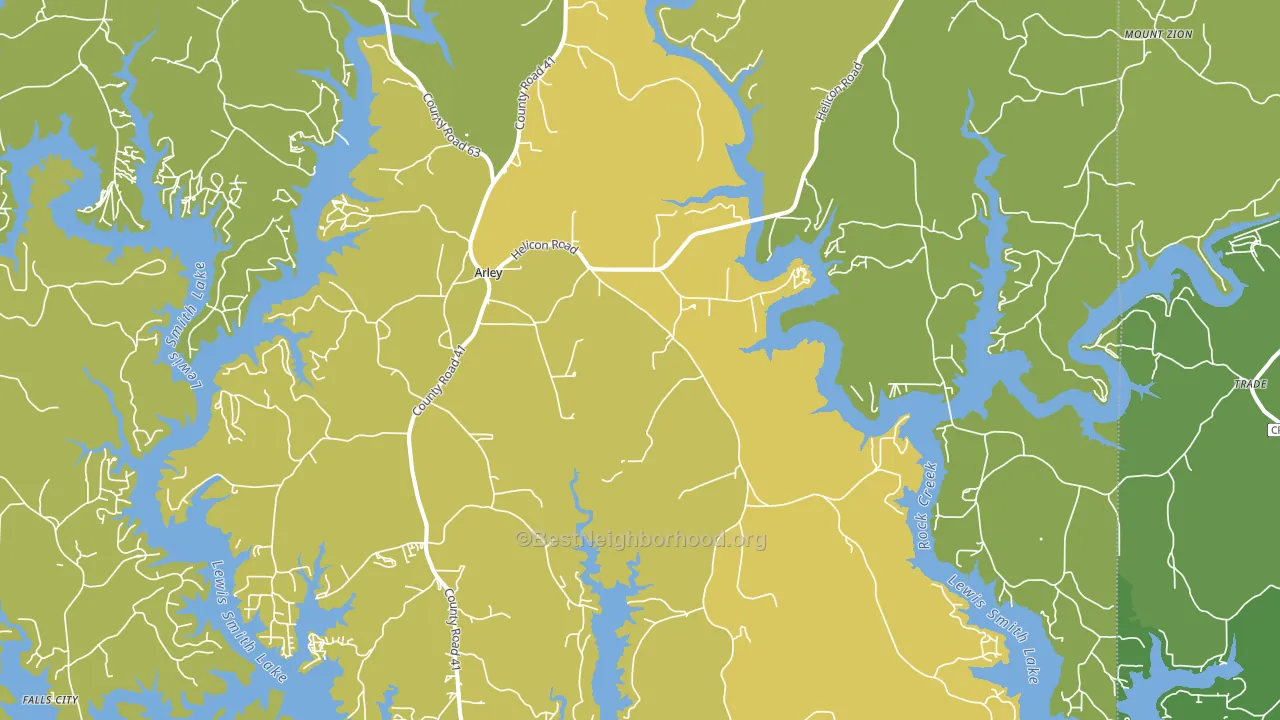 Arley, AL block-group voter-turnout map