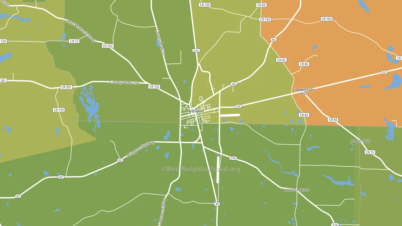 Arlington, GA block-group voter-turnout map