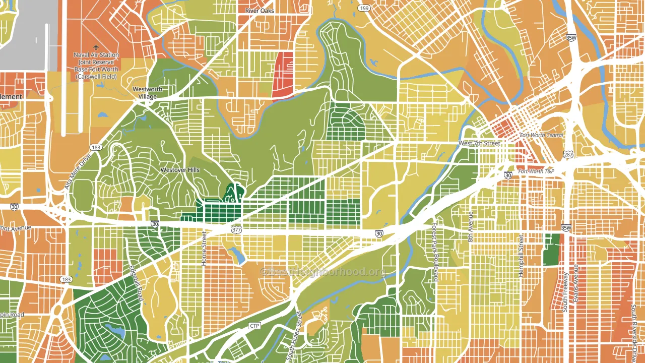 Arlington Heights, Fort Worth, TX block-group voter-turnout map