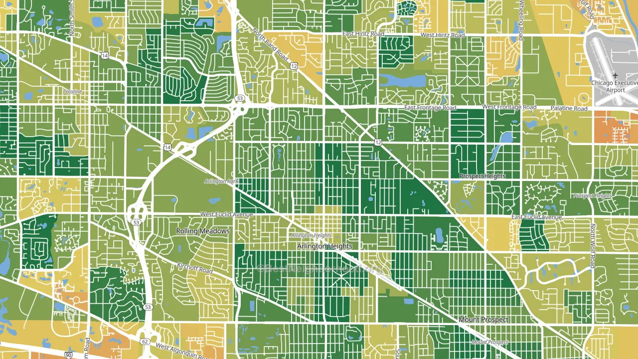 Arlington Heights, IL block-group voter-turnout map
