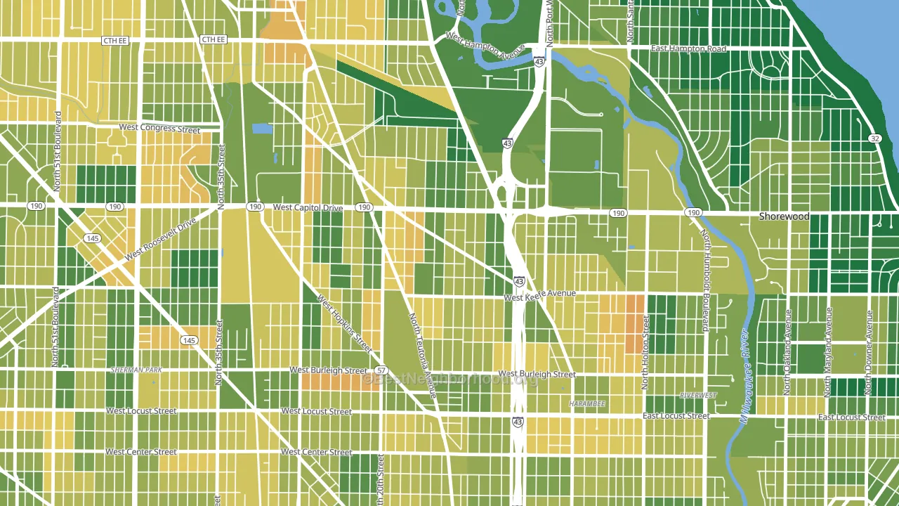 Arlington Heights, Milwaukee, WI block-group voter-turnout map