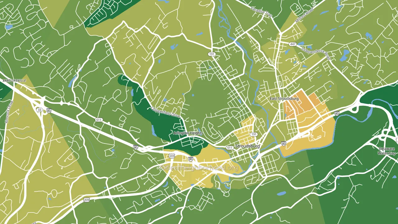 Arlington Heights, PA block-group voter-turnout map
