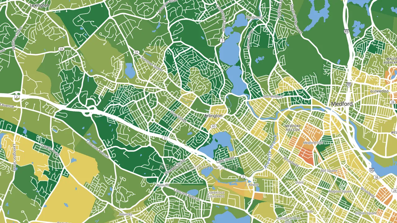 Arlington, MA block-group voter-turnout map