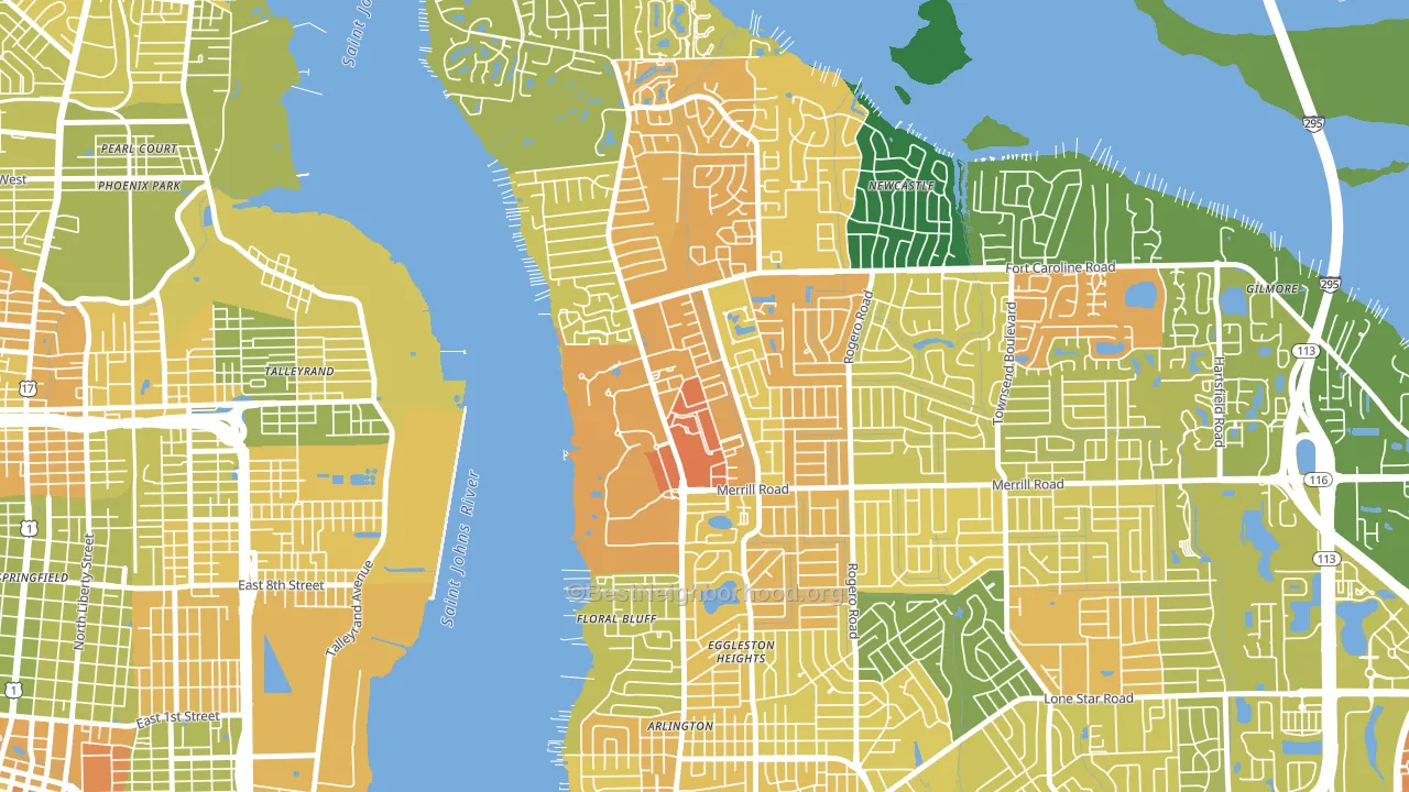 Arlington Manor, Jacksonville, FL block-group voter-turnout map