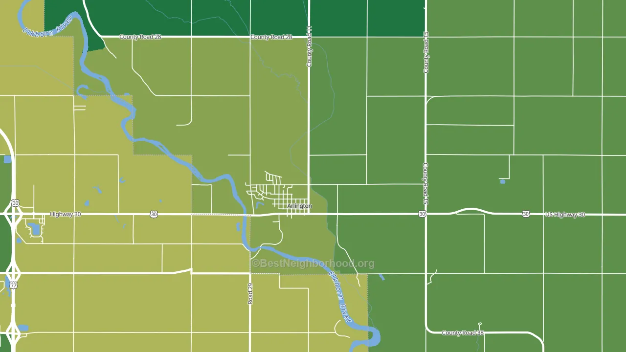 Arlington, NE block-group voter-turnout map