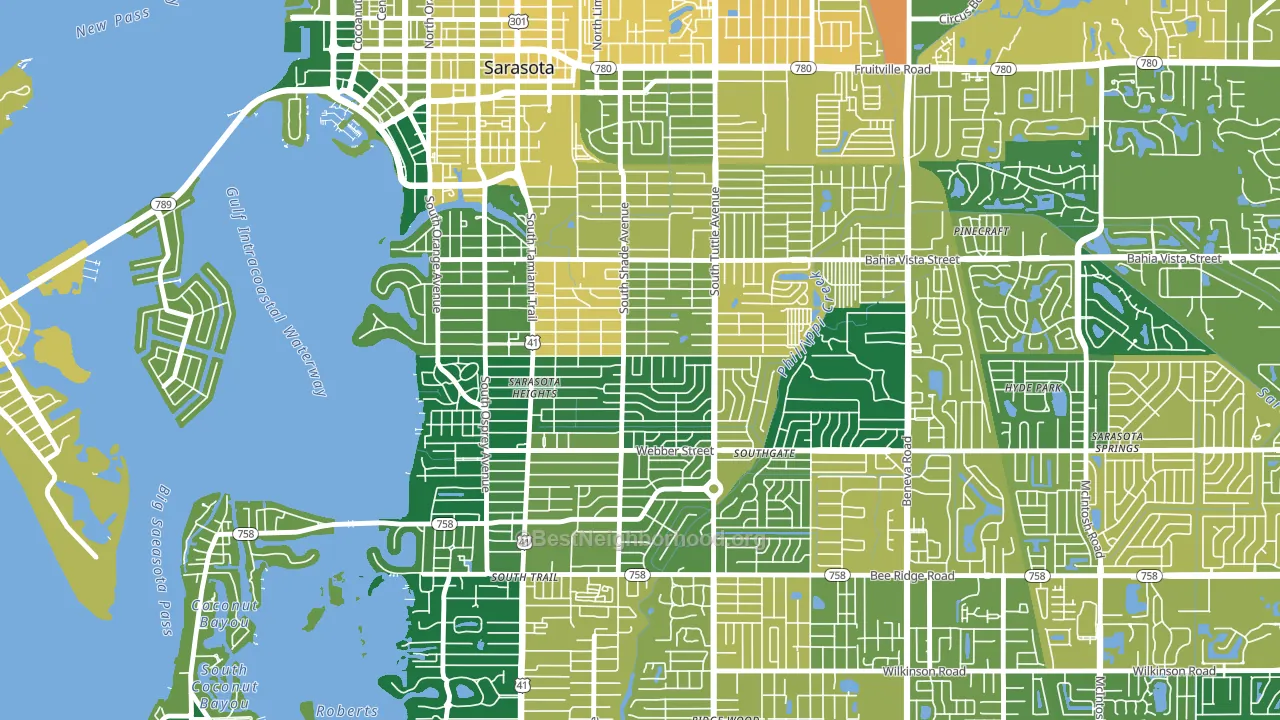 Arlington Park, Sarasota, FL block-group voter-turnout map