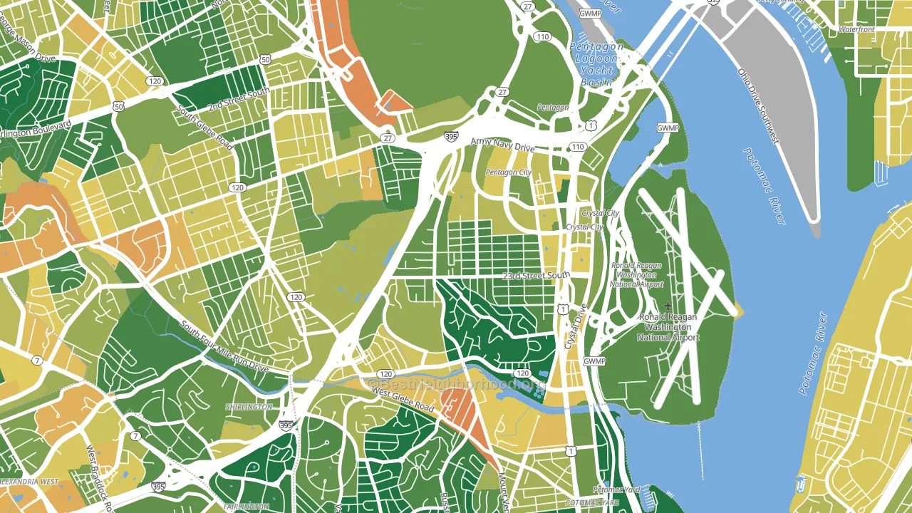 Arlington Ridge, Arlington, VA block-group voter-turnout map
