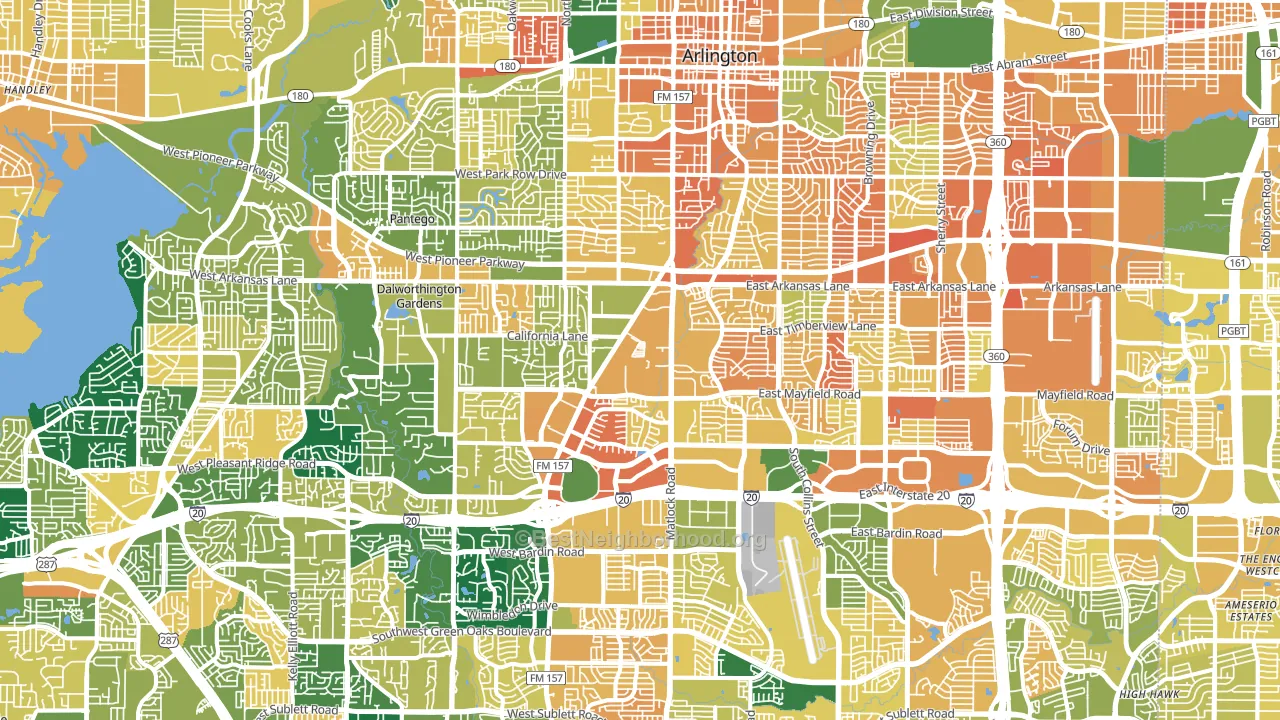 Arlington, TX block-group voter-turnout map