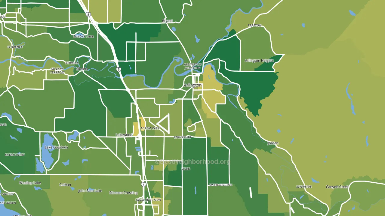 Arlington, WA block-group voter-turnout map