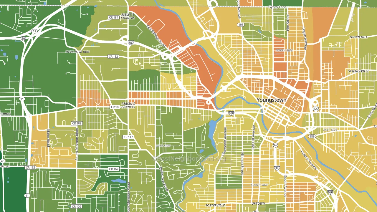 Arlington, Youngstown, OH block-group voter-turnout map