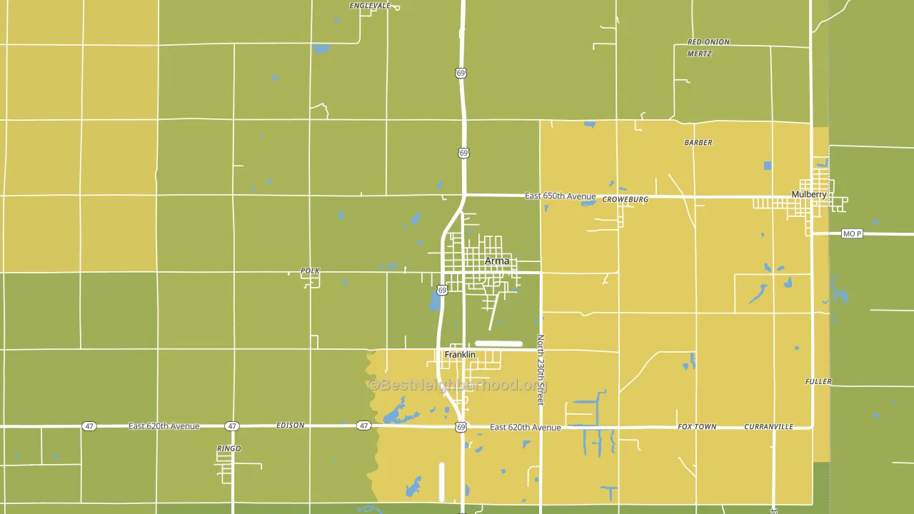 Arma, KS block-group voter-turnout map