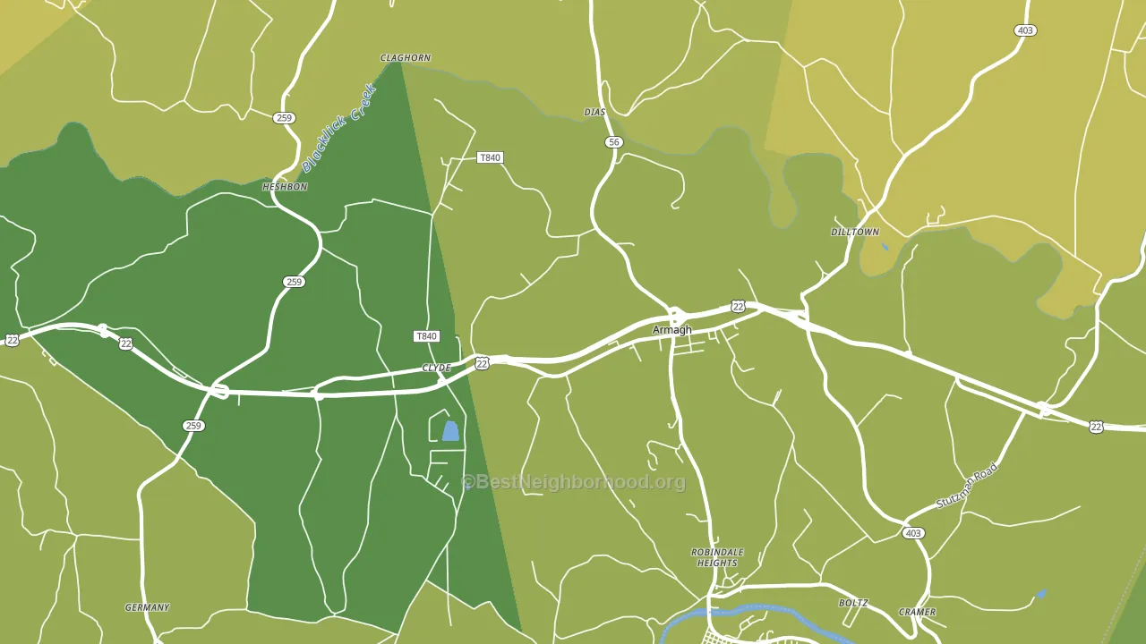 Armagh, PA block-group voter-turnout map