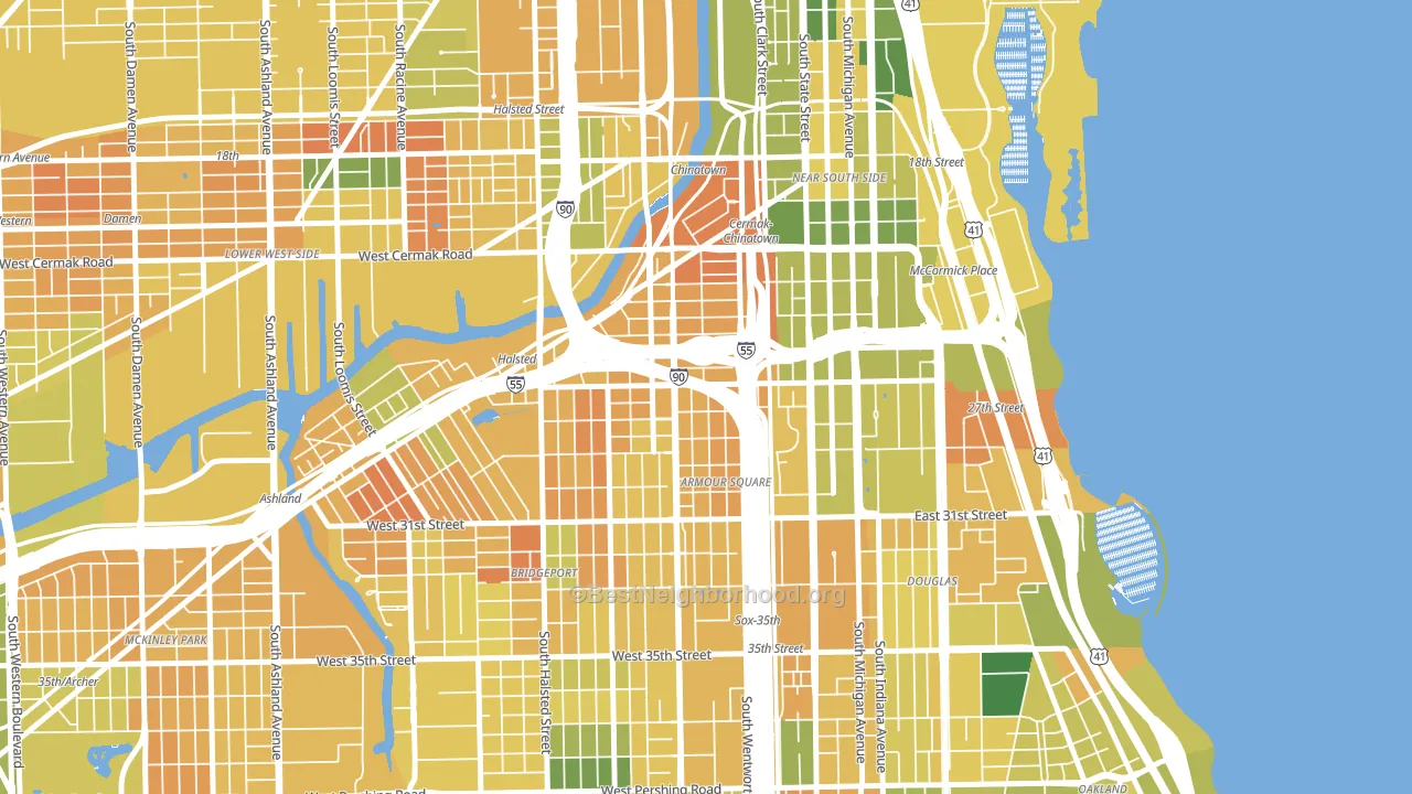 Armour Square, Chicago, IL block-group voter-turnout map