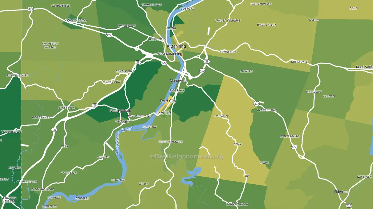 Armstrong County, PA block-group voter-turnout map