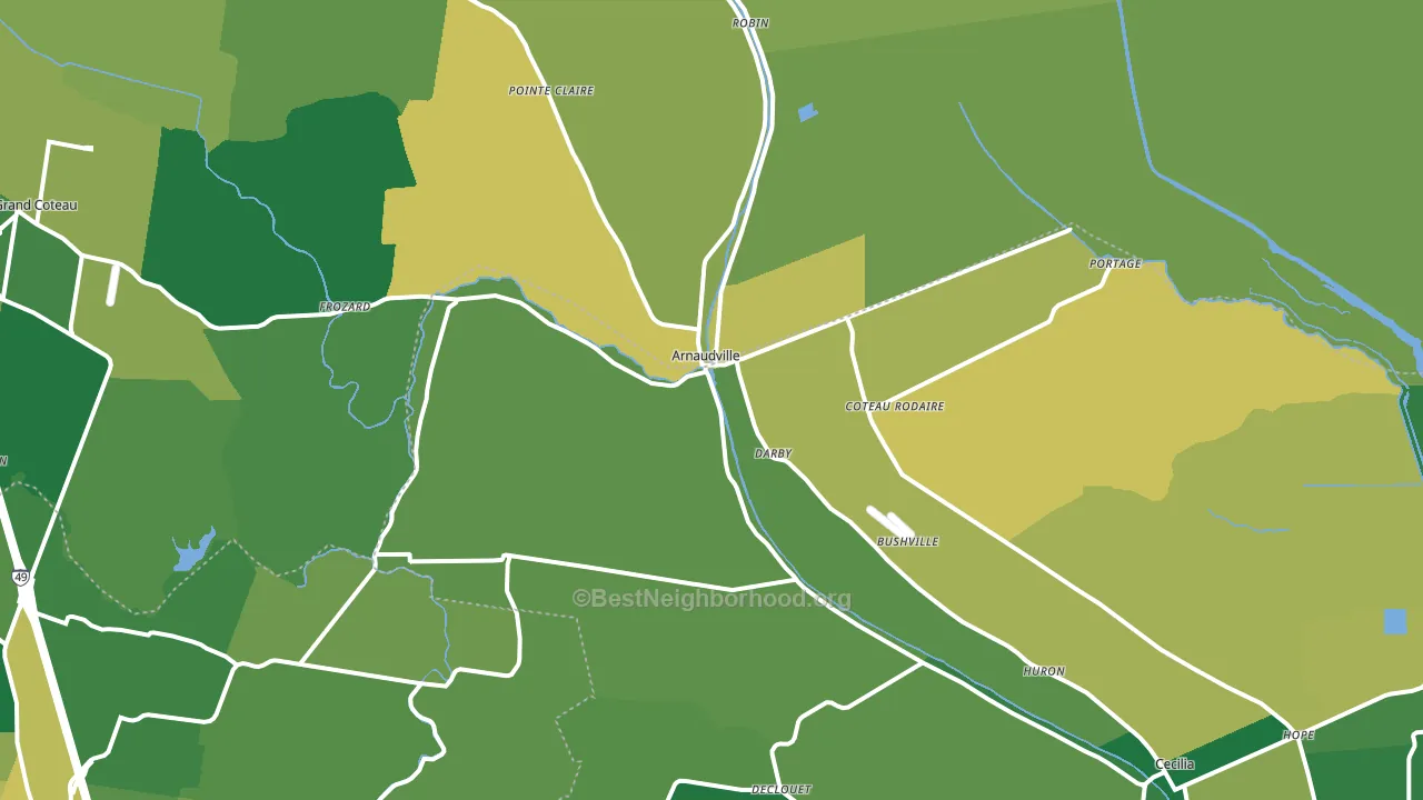 Arnaudville, LA block-group voter-turnout map