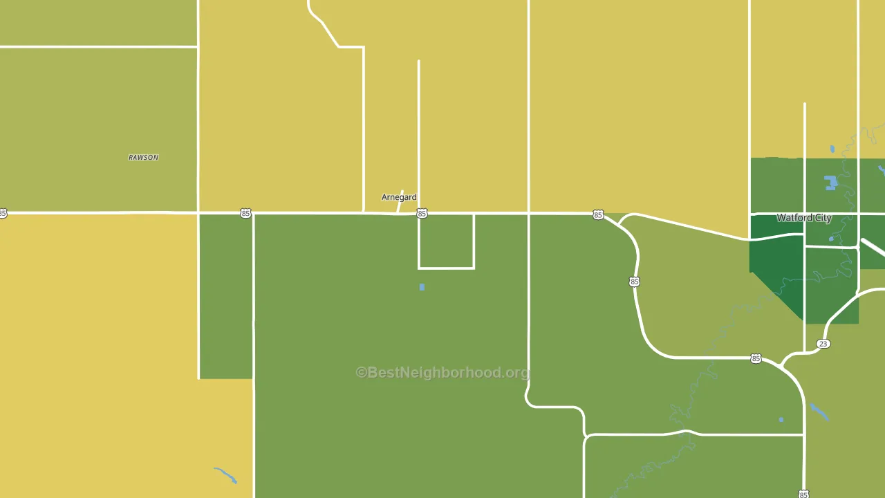 Arnegard, ND block-group voter-turnout map