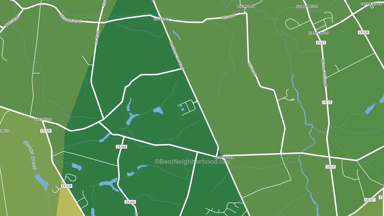 Arneytown, NJ block-group voter-turnout map