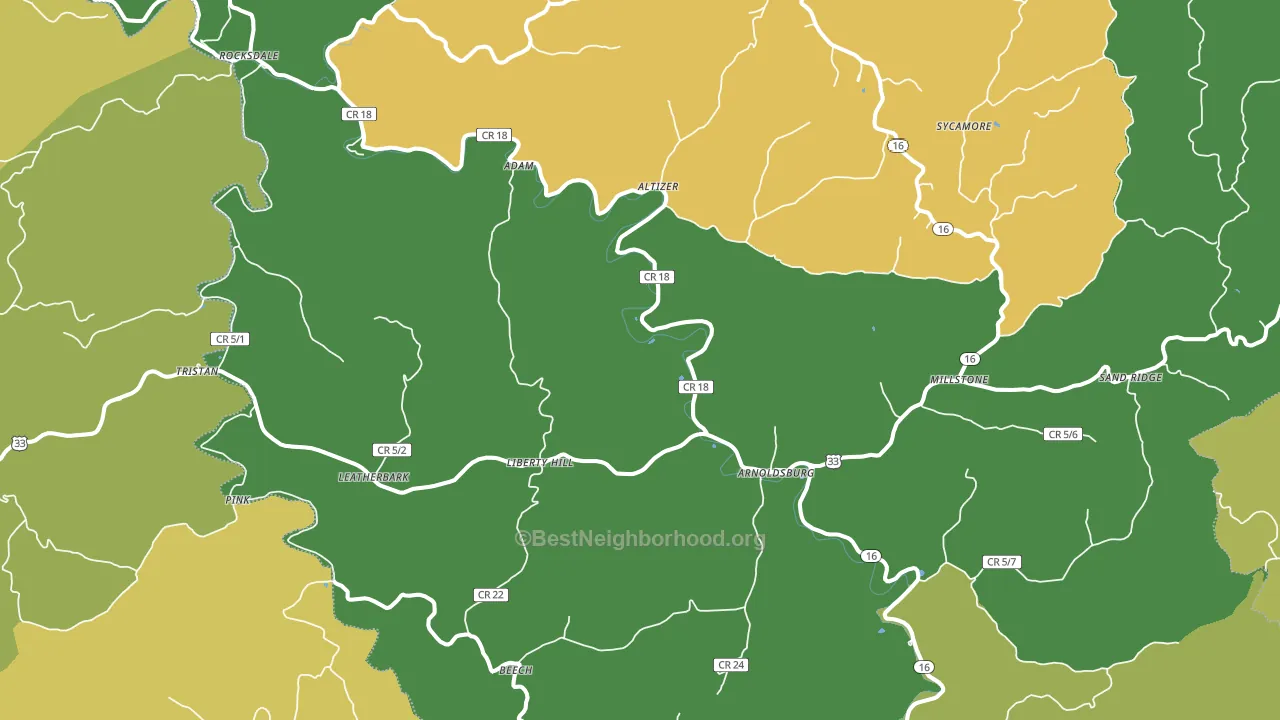 Arnoldsburg, WV block-group voter-turnout map