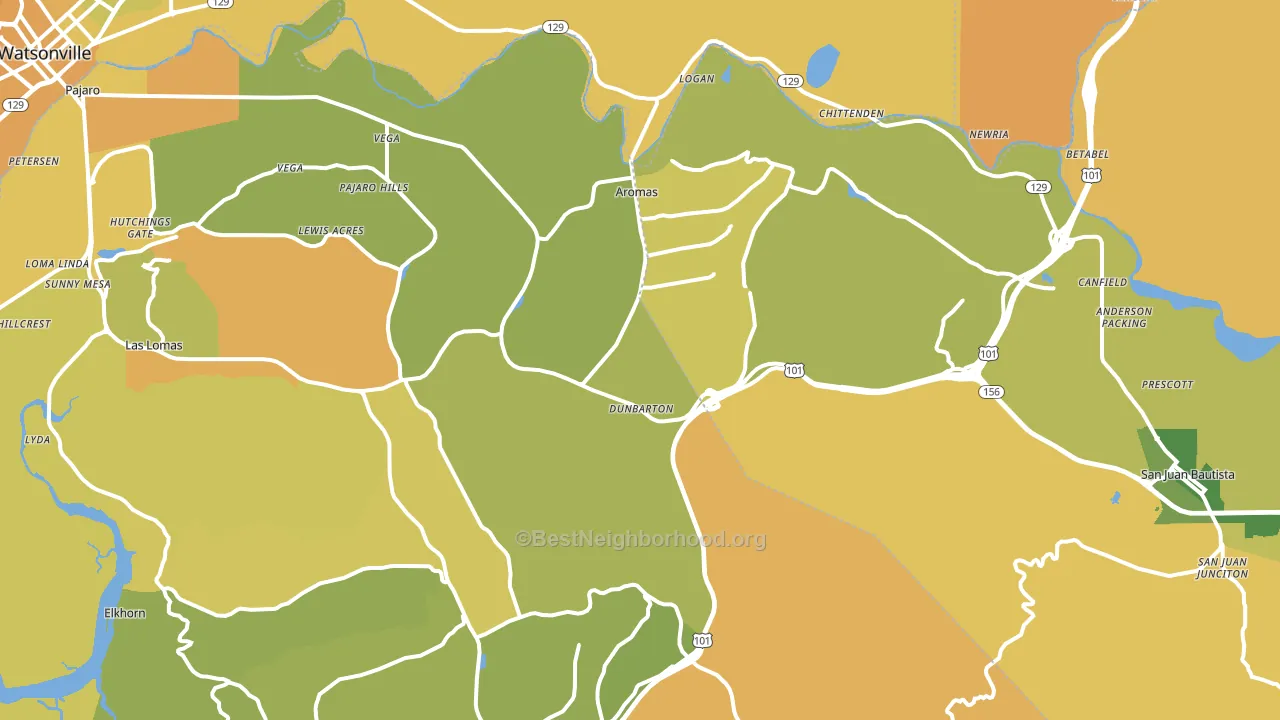 Aromas, CA block-group voter-turnout map