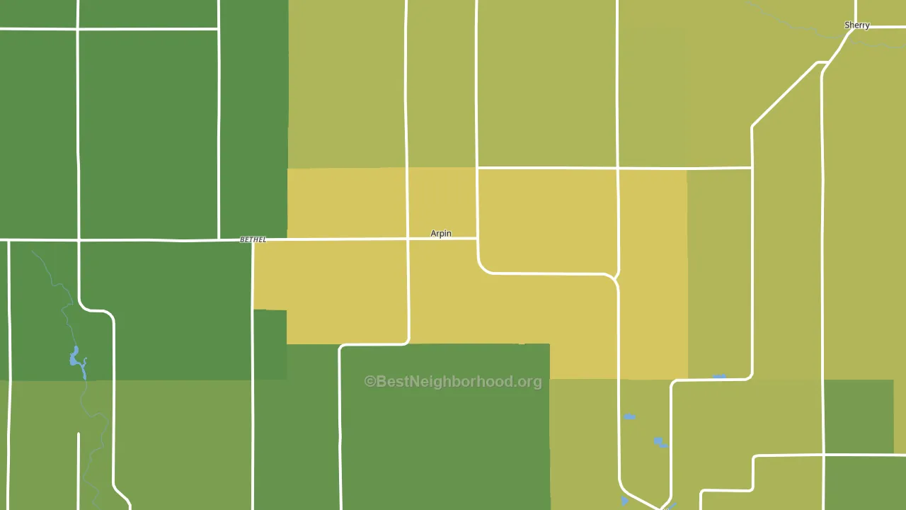 Arpin, WI block-group voter-turnout map