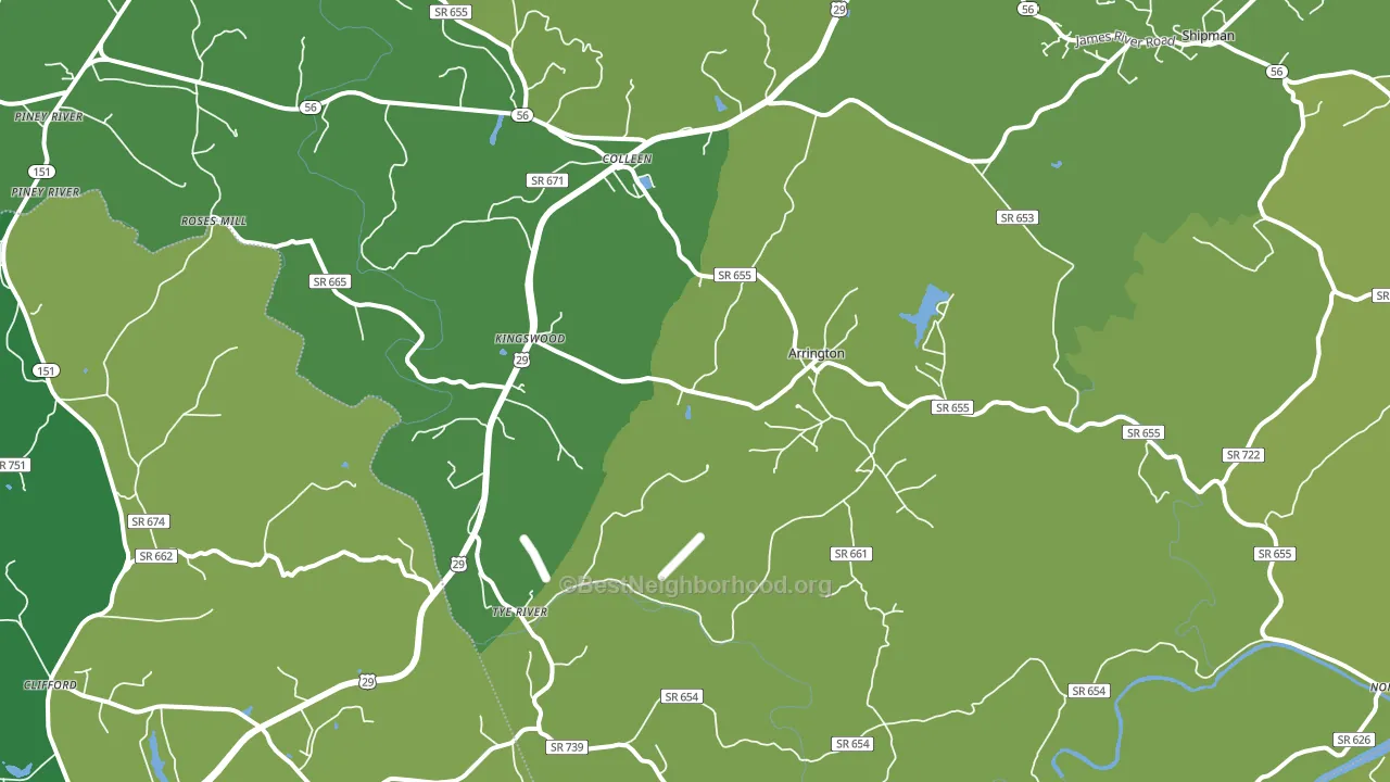 Arrington, VA block-group voter-turnout map