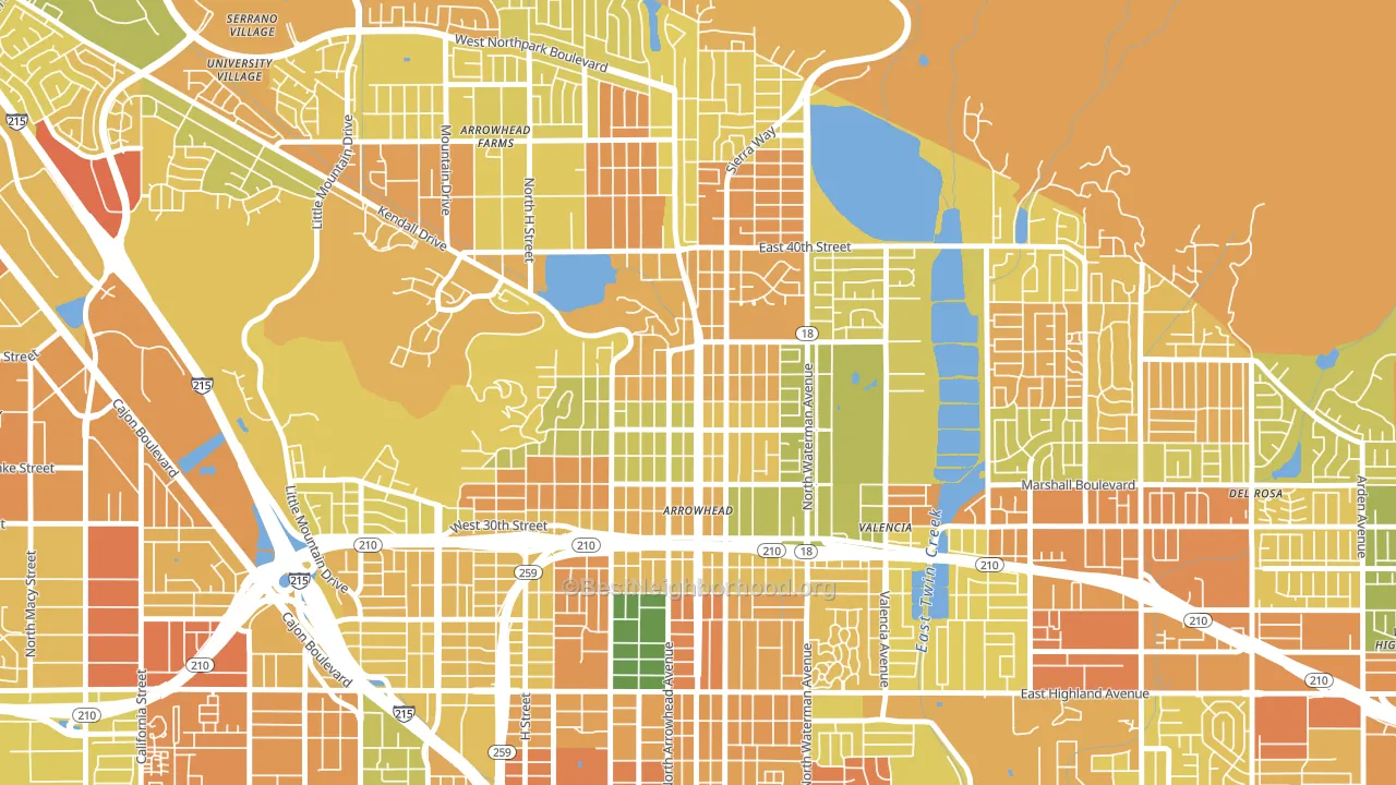 Arrowhead, San Bernardino, CA block-group voter-turnout map