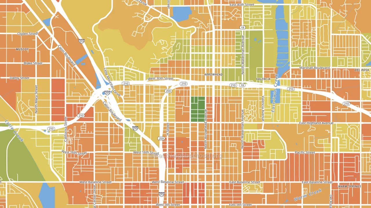 Arrowview, San Bernardino, CA block-group voter-turnout map