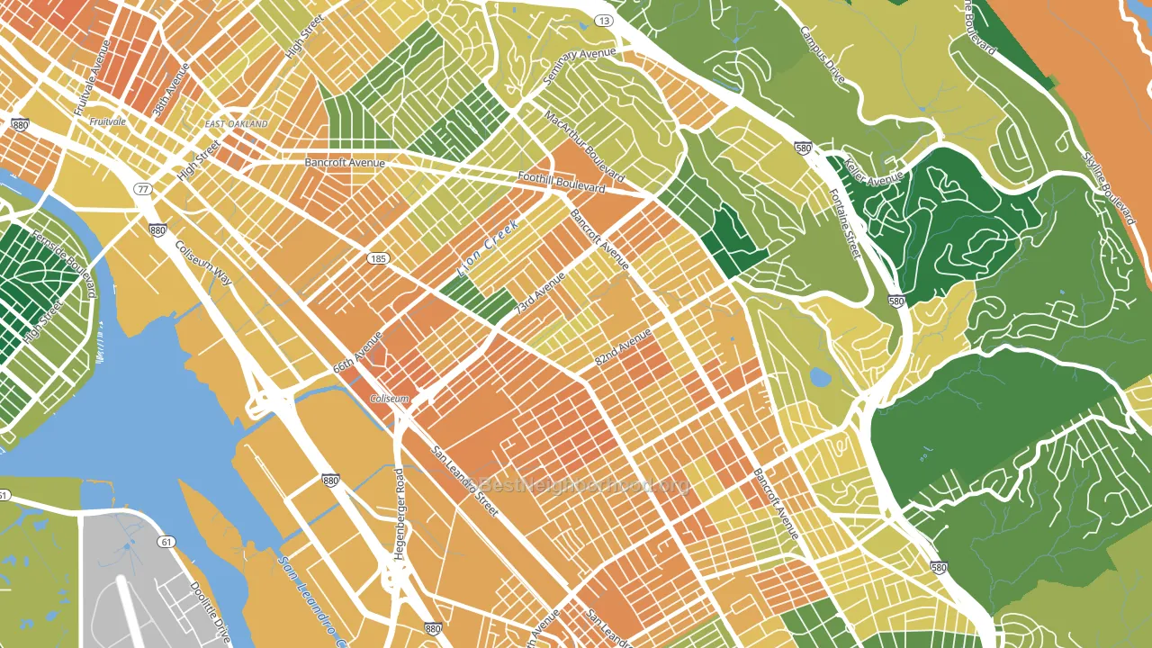Arroyo Viejo, Oakland, CA block-group voter-turnout map