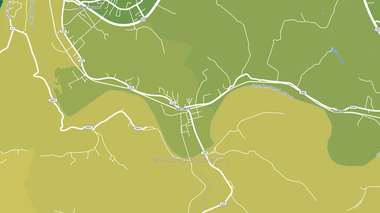 Artemus, KY block-group voter-turnout map