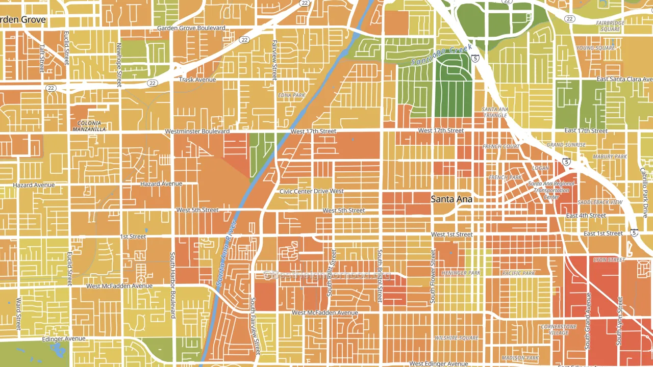 Artesia Pilar, Santa Ana, CA block-group voter-turnout map