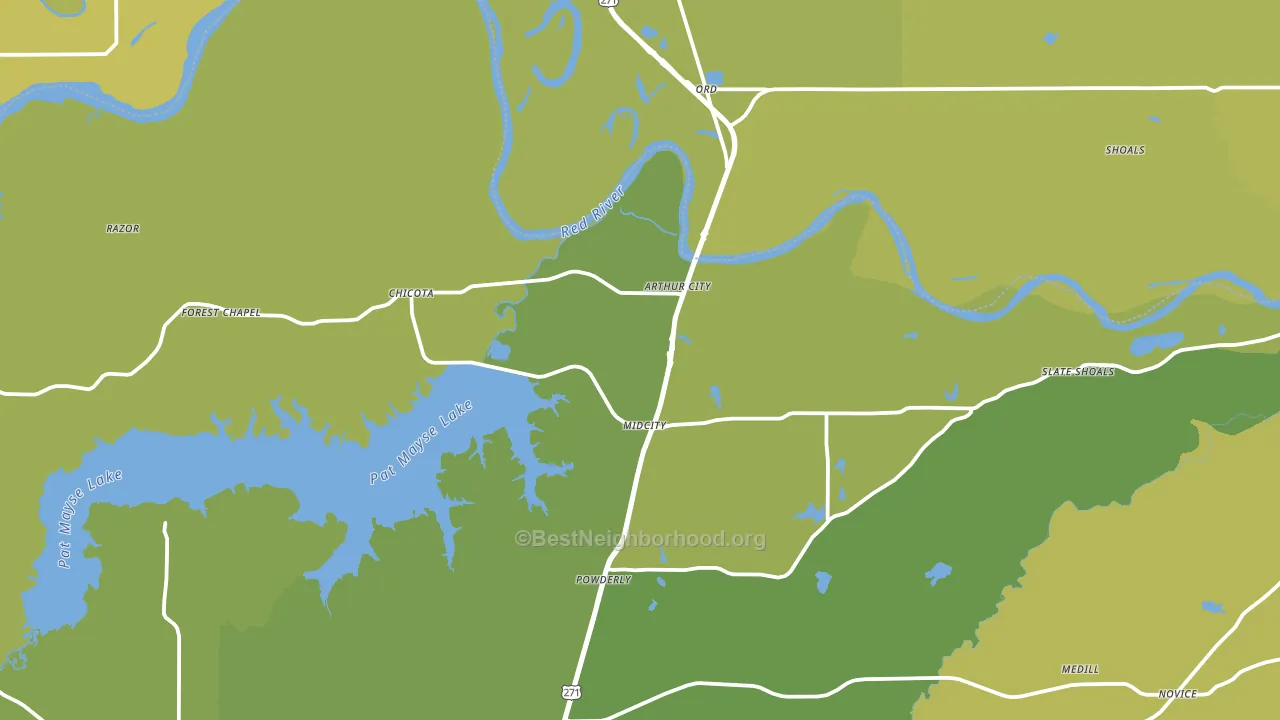 Arthur City, TX block-group voter-turnout map