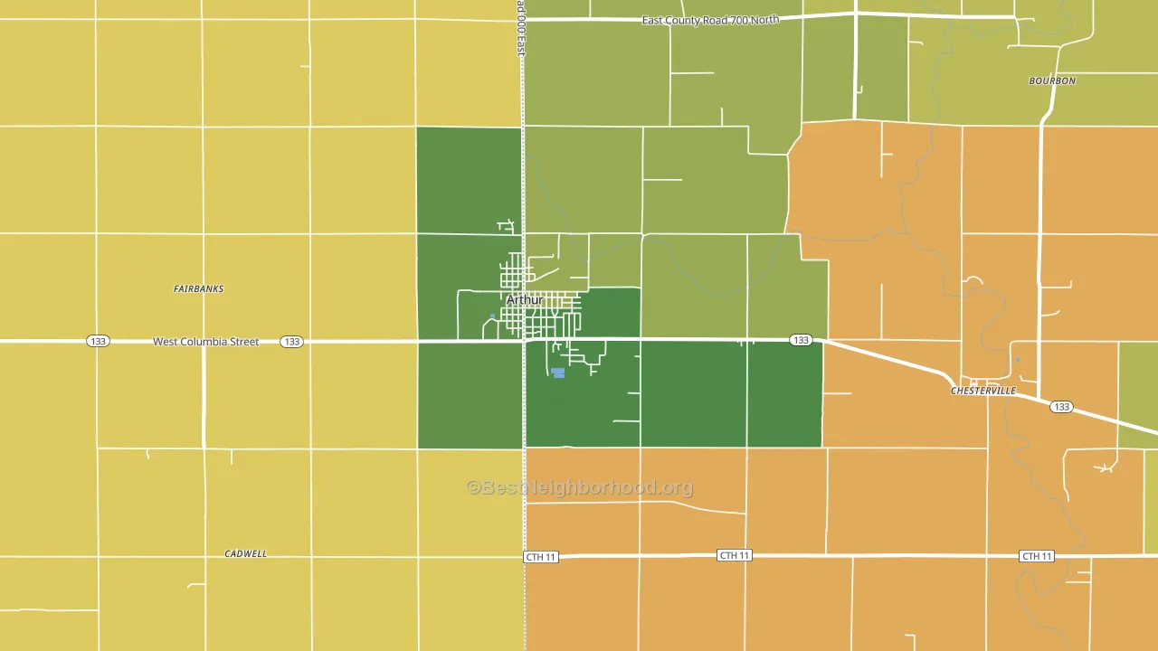 Arthur, IL block-group voter-turnout map