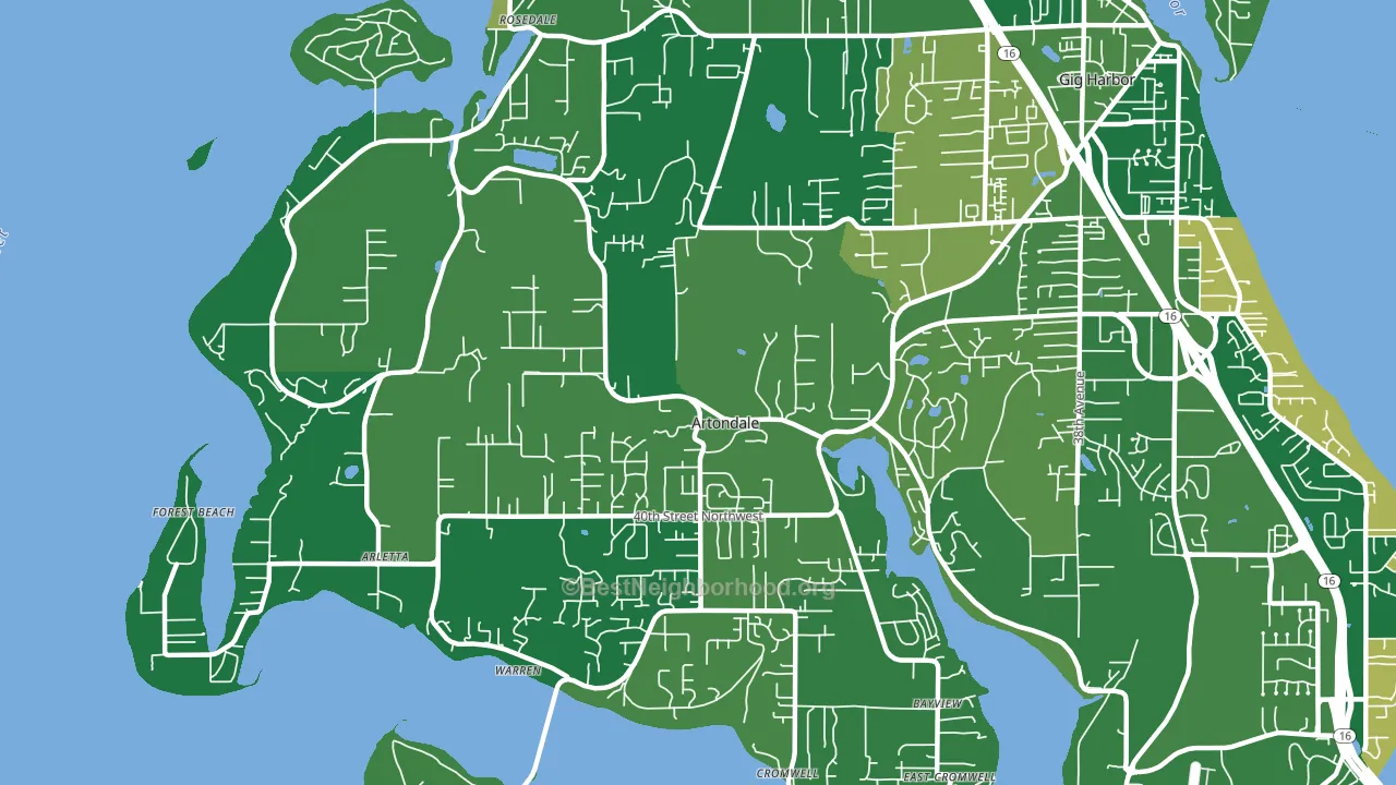 Artondale, WA block-group voter-turnout map