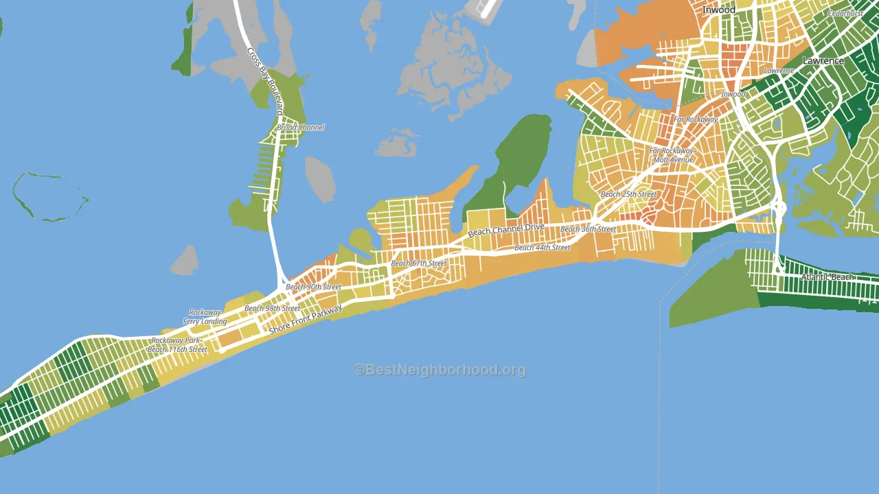 Arverne, Queens, NY block-group voter-turnout map