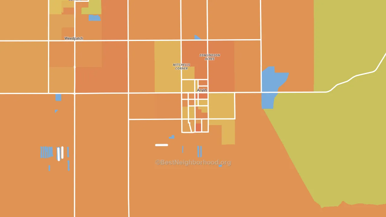 Arvin, CA block-group voter-turnout map