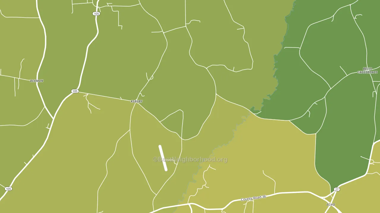 Asbury, AL block-group voter-turnout map