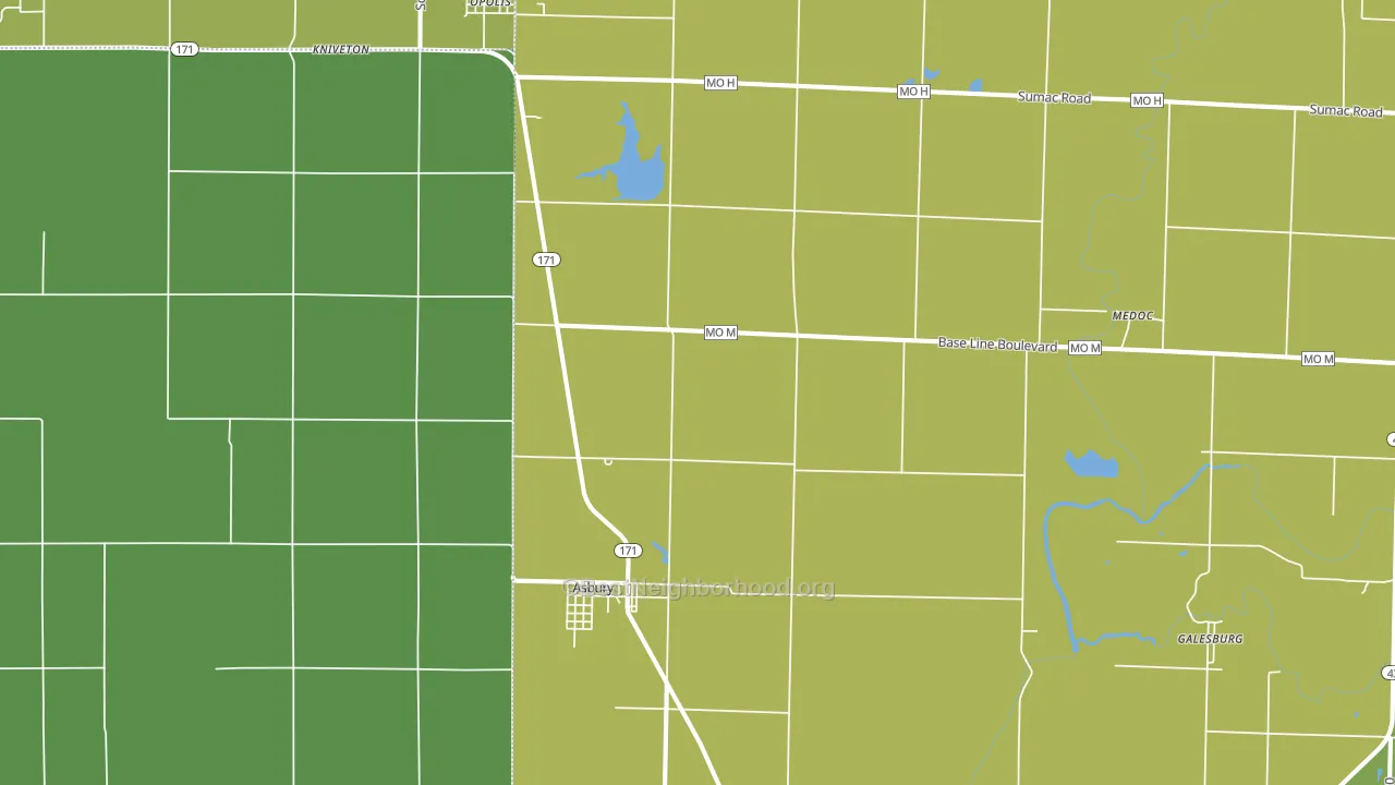 Asbury, MO block-group voter-turnout map
