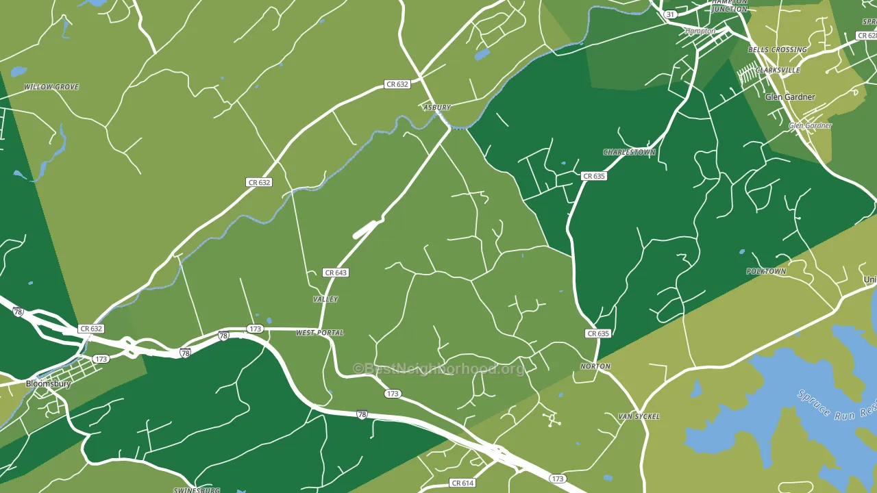 Asbury, NJ block-group voter-turnout map