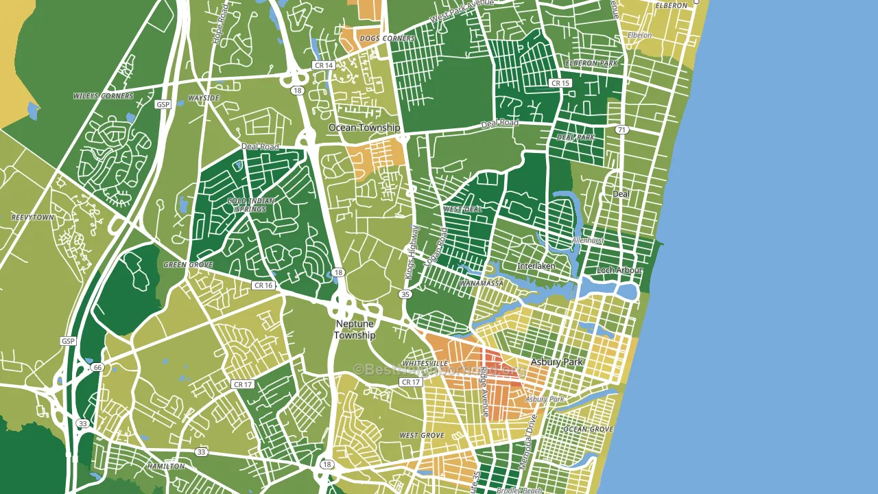 Asbury Park, NJ block-group voter-turnout map